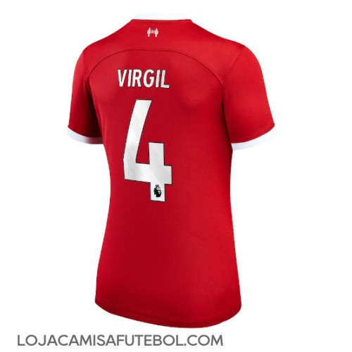 Camisa de Futebol Liverpool Virgil van Dijk #4 Equipamento Principal Mulheres 2023-24 Manga Curta